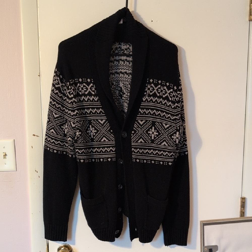 Basic Editions Black and Gray Men's Cardigan